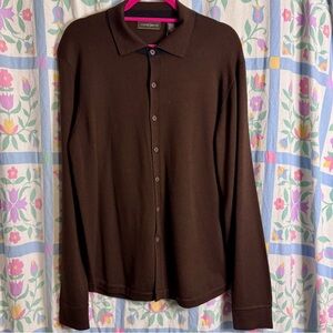 NWT Vintage Deadstock Joseph Abboud Y2K Merino Wool Knit Button Down Shirt